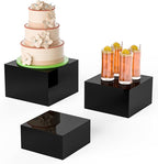 Acrylic Dessert Stand,Buffet Risers, Food Risers, Multi-Purpose Cake Stand for Parties, Weddings, Birthdays, Catering, Jewelry, and Collectibles Acrylic Cube Boxes Display(Black, 6"x7"x8")