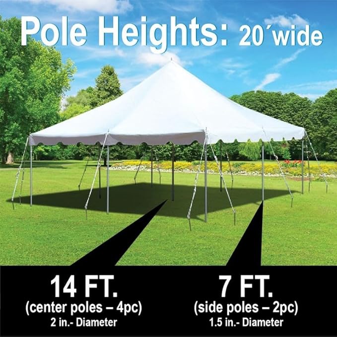 TentandTable 20' x 20' Premium Canopy Tent, Green/White, Outdoor Pole Tent, 40-80 Person Capacity for Parties, Weddings, Events, Commercial and Residential Use, Large Heavy Duty Vinyl Canopy Tents