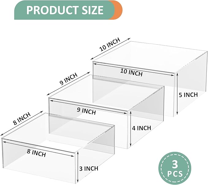Acrylic Dessert Stand,Buffet Risers, Food Risers, Multi-Purpose Cake Stand for Parties, Weddings, Birthdays, Catering, Jewelry,Collectibles (Clear, 8"x9"x10")