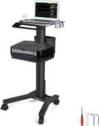 Yescom Mobile Laptop Cart Rolling PC Stand Computer Workstation on Wheels with Handle 220 Lbs Capacity CPU Printer Power Strip Holder for Lap School Office Salon Spa Dental