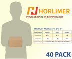 HORLIMER 40 Pack 7x5x4 Shipping Boxes, Brown Corrugated Cardboard Box for Mailing, Packaging, Small Business