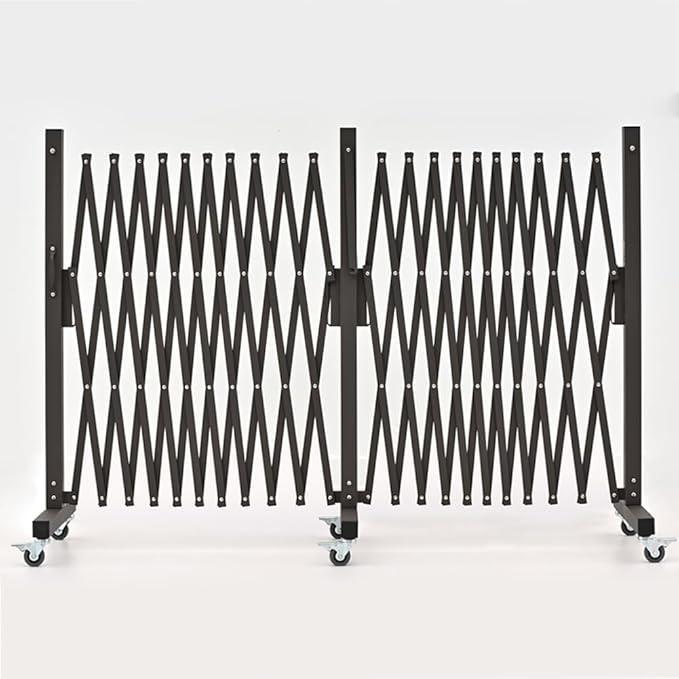 GYMTIME Expandable Metal Barricade, Safety Barrier with Casters, Retractable Garden Fence, Folding Security Temporary Gate for Home Indoor, Upgrade Stainless Steel Edge Posts, Brown, 23 Feet