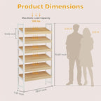 6-Tier Floor Standing Magazine Rack, Modern Literature Display Stand, Heavy Duty Steel Display Shelf with 38° Slant & 2.75" Lip, for Office/Airport/Bookstore/Library, 39"L x 12"W x 71"H (White)