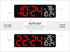 Large LED Digital Wall Clock with Date, Temperature, Auto-Brightness, Auto-DST | Big Digital Clock for Bedroom, Desk, Classroom, Living Room, Kitchen, Office, Gym, Farmhouse, Xmas Gift for Seniors