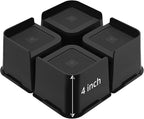Bed Risers, Oversized Furniture Risers, 4 inch Raise Blocks for Bed Couch Desk Sofa Table Lifts, Furniture Legs Lifters Support up to 6000 Lbs (Black, 4 Pack Set)