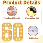 imprsv 4FT Light Up Numbers, Marquee Numbers 60th Birthday Decorations for Women Men, 60th Birthday Women Foam Board Anniversary Party Decorations Arch Kit (DIY)