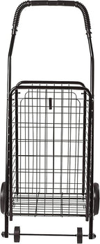 DMI Utility Cart with Wheels to be used for Shopping, Grocery, Laundry and Stair Climber Cart, Weighs 7.5 Pounds but holds up to 90 Pounds, Compact and Foldable, Black