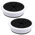 2 Pcs Desk Grommet 2-3/8" / 60 mm, Desk Hole Cover for Cables Black and White, Cable Grommet ABS Plastic, Desk Hole Grommet for Home & Office Pc, Detachable Cable Cord Organizer
