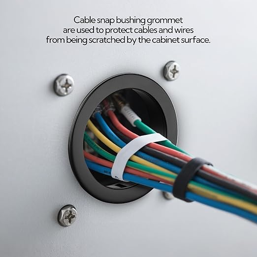10PCS 2-3/8" Black Cable Snap Bushing Grommet, Snap in Cord Bushing Protect Cables
