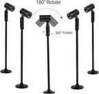 2 Pack Mini LED Spotlight, 3W Aluminum Spot Light Jewelry Showcases Display Lighting Adjustable Angle AC 110V Hard Wired Standing Up Cabinet Spotlight Accent Lights (Black Warm Light 3000K)