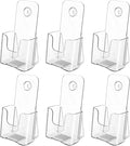 MaxGear 6 Pack Acrylic Brochure Holder, Trifold 4 inches Wide Plastic Literature Holder For Pamphlets, Flyers, Rack Cards, Wall Mount Clear Countertop Organizer Display Stand, Office or Home Use