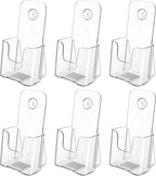 MaxGear 6 Pack Acrylic Brochure Holder, Trifold 4 inches Wide Plastic Literature Holder For Pamphlets, Flyers, Rack Cards, Wall Mount Clear Countertop Organizer Display Stand, Office or Home Use