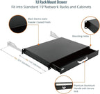 Tecmojo 1U Rack Drawer,Rack Mount Drawer for 19in Network Equipment/Server/AV Rack or Cabinet Enclosure,Sliding and Lockable Server Rack Drawer - Load-Bearing 22lb (10kg),with Cable Management Holes
