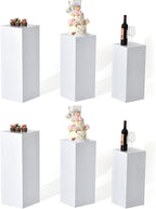 Vincidern 6pcs Square Pedestal Stands for Party, Metal Display Plinth Pillars for Wedding Ceremony Birthday Party Art Decor 31.5*11.8''(2*L), 27.6*11''(2*M), 23.6*10.2''(2*S)