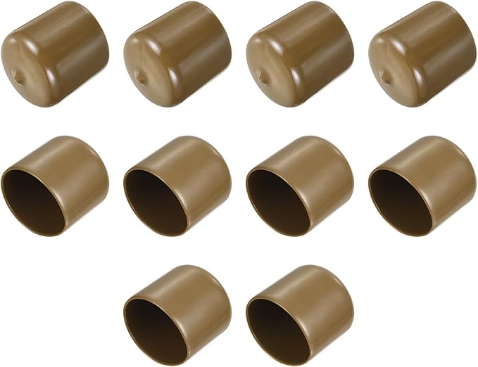 uxcell 10pcs Rubber End Caps 33mm(1 5/16") ID Vinyl Round End Cap Cover Screw Thread Protectors Light Brown