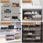 Hershii Expandable Closet Tension Shelf Rod Adjustable Metal Storage Rack Cabinet Organizer DIY Divider Separator Shelves for Wardrobe Cupboard Kitchen Bathroom, Black, 23.62-31.5inches