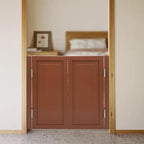 Solid Wood Interior Swing Door with Metal Hinges - Swinging Cafe Doors for Kitchen, Stairs, Bedroom Entrance & Partition (Brown, 35.43"X35.43")