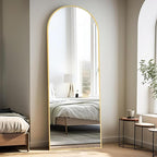 64"x21"Floor Mirror Arched Full Length Mirros, Mirror Floor Length Standing Hanging or Leaning/Large Full Body/Wall Mirror for Bedroom, Living Room, Aluminum Frame, Black