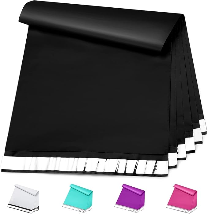 Metronic Black Poly Mailers 14.5x19 Large 100 Pack Self-Seal Shipping Bags, Packaging Envelopes for Small Business, Boutique, Clothing