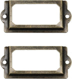 [32 Pack] Antique Bronze Office Library File Drawer Cabinet Card Tag Label Holder Metal Frame 70mm x 33mm