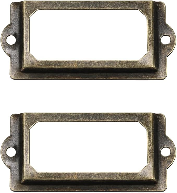 [32 Pack] Antique Bronze Office Library File Drawer Cabinet Card Tag Label Holder Metal Frame 70mm x 33mm