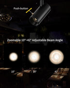 LED Ceiling Spot Light, 3W Cob Zoomable Spotlight, Small Angle Free Adjustable Ra>90, Aluminum Accent Lamp for Coffee Shop Restaurant Bar Lighting