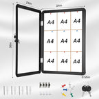 36"x24" Enclosed Bulletin Board Tamper-Proof Dispaly Case, Black Aluminium Frame, Shatter Resistant Lockable Bulletin Board, Enclosed Cork Board for School, Office,Commercial