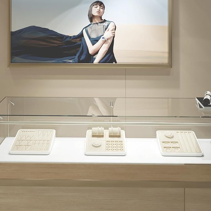 Oirlv Microfiber Jewelry Pendant Display Tray Jewelry Necklace Organizer Display Tray(Beige)