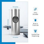 Zoom Wipes Stainless Steel Wipes Dispenser with Built-in Trash Bin – 36" Floor Stand Wipes Holder for Gyms, Offices, Homes – Sanitizing & Disinfecting Station, Commercial Grade & Rustproof.