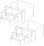 NIUBEE Acrylic Display Risers Stand 2 Sets,3 Steps Clear Riser Shelf Showcase for Amiibo Funko POP Figures -3"x3"x4"
