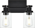 2-Light Track Lighting Kit Black Track Lighting Fixtures Bathroom Wall Sconces Ceiling Mount Kitchen Tracking Lights, Rotatable Spotlight with Clear Glass Shade for Kitchen Shop Hallway