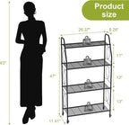 4 Tier Plant Stand with Wheels, Plant Shelf for Indoor Outdoor, Heavy Duty Metal Tall Plant Stands Holder Rack for Living Room Balcony and Garden, Black