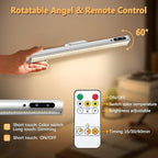 Rechargeable Magnetic LED Light Bar with Remote, Under Cabinet Lighting Wireless, Battery Powered Operated Wall Strip Lights, Dimmable Desk Lamp for Picture Shelf Closet Kitchen – Silver