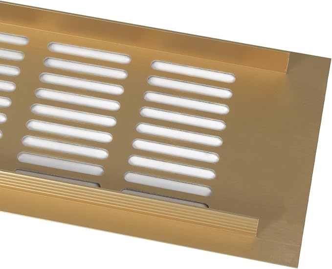 Vent Systems 15.75 x 3.15 Inch (Outer Size) Rectangular Door Vent - Gold Aluminum Vent Cover Toe Kick Vent Cover - HVAC for Home Cabinet Vent - Intake/Exhaust Door Return Air Vent