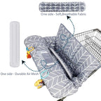 ICOPUCA Shopping Cart Cover for Baby, 2 in 1 cart Cover for Babies N high Chair Cover, Padded Grocery cart seat Cover for Baby Girl boy, with 1” Thick/Removable/Reversible Cushion, Grey;