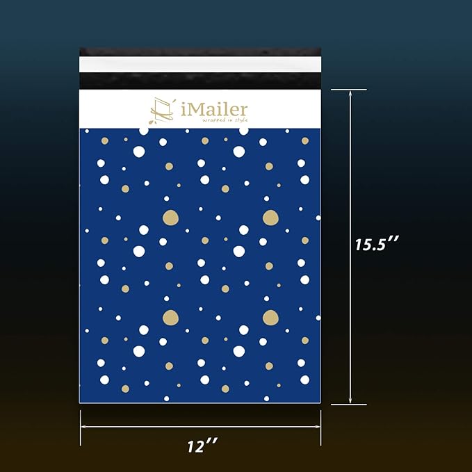 100 Count - 12 x 15.5 inch Poly Mailer Envelope Thank You Blue Polka Dot Mailing Shipping Bags-Self Seal