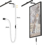 Plug in Picture Lights for Wall, 16 inch Dimmable LED Art Light with Remote, 3 Colour Temperature Gallery Painting Wall Light for Picture Display Dartboard Art Work (Black)