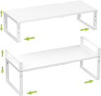 Expandable,Stackable Spice Rack,Seasoning Organizer and Storage,Spices Jar Racks for Cabinet,Countertop, Metal Pantry, Cupboard,Laundry Storages,Heavy Duty(2 PACKS/LARGE/WHITE)