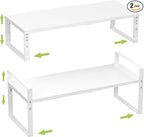 Expandable,Stackable Spice Rack,Seasoning Organizer and Storage,Spices Jar Racks for Cabinet,Countertop, Metal Pantry, Cupboard,Laundry Storages,Heavy Duty(2 PACKS/MEDIUM/WHITE)