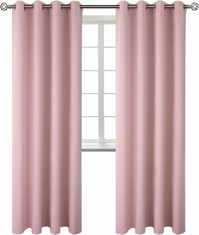 BGment Room Darkening Curtains 84 Inches Long - Grommet Thermal Insulated Drapes Window Treatment Curtains for Bedroom, 2 Panels, 52 x 84 Inch, Baby Pink