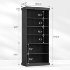 Vyre 70.8" Tall Black Bookshelf, Farmhouse Modular Bookcase with 6-Tier Adjustable Shelves, Large Storage Cabinet for Home Office, Living Room, Set of 2