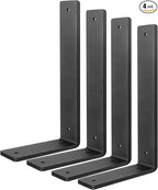 Floating Shelf Bracket 6 Inch, 4 Pack Heavy Duty Shelf Brackets, Black Wall Shelf Bracket for DIY Decorative with Mounting Hardware
