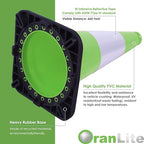 6 Pack 18" Inch Green PVC Traffic Cones with Heavy-Duty Base, High-Visibility All-Weather Safety Cones for Road Construction, Parking Lot, and Garage Use (6, Green, 18" Medium)