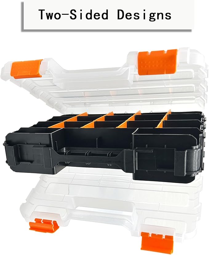Small Parts Tool Box, RC Hardware Organizer Box Adjustable Compartments Removable Dividers for Hardware, Screws, Nuts, Bolts, Washers, Nails, Fasteners, Tools