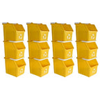 Multi Recycling Bin System with Twelve Stacking 6 Gallon Bins with Carrying Handles, Stackable and Compact for Offices, Homes, Garages, Businesses - (Yellow, 12 Pack)