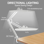 20" LED Desk Lamp with Clamp, 24W CCT Adjustable Dimmable Nail Light for Desk, 120 LEDs Metal Swivel Arm Daylight for for Nail Tech Task Home Office Reading Architect Craft, White