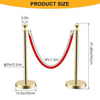 LOVMOR 12Pcs Gold Stanchion Posts Queue with 8pcs Red Velvet Rope, Crowd Control Barriers Queue Line Rope, Crowd Control Stanchion for Party Supplies