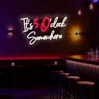 It's 5 O'Clock Somewhere Neon Bar Sign, Dimmable USB LED Neon Light for Home Bar Decor, Man Cave, Pub Party -Gift for Husband, Father, Birthday & Christmas