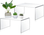 2 Pcs 13 Inch Large Acrylic Risers Display Stands 5 mm Thick Acrylic Shelf Riser Showcase for Collectibles Jewelry Cupcakes Food Figures Perfume Cabinet(Clear)