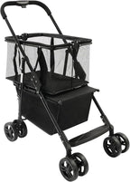 Heavy Duty Folding Shopping Cart with 44.09 lbs Capacity, 2-Tier Foldable Grocery Cart with Removable 56L+33L Bag,Portable Utility Carts for Market, Laundry, Picnic,Outdoor